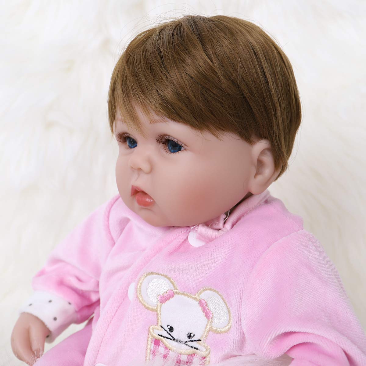 ENADOLL Pink Mouse Baby silicone vinyl skin detail for tactile realism.