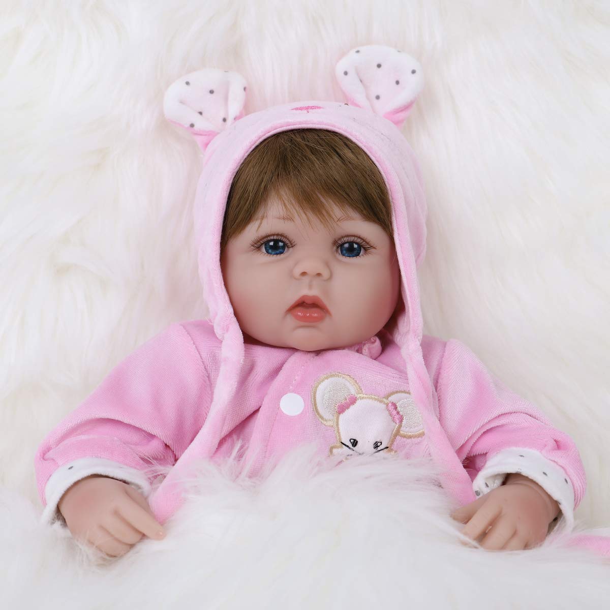 ENADOLL Pink Mouse Baby weighted body for a cuddly, real-feel experience.