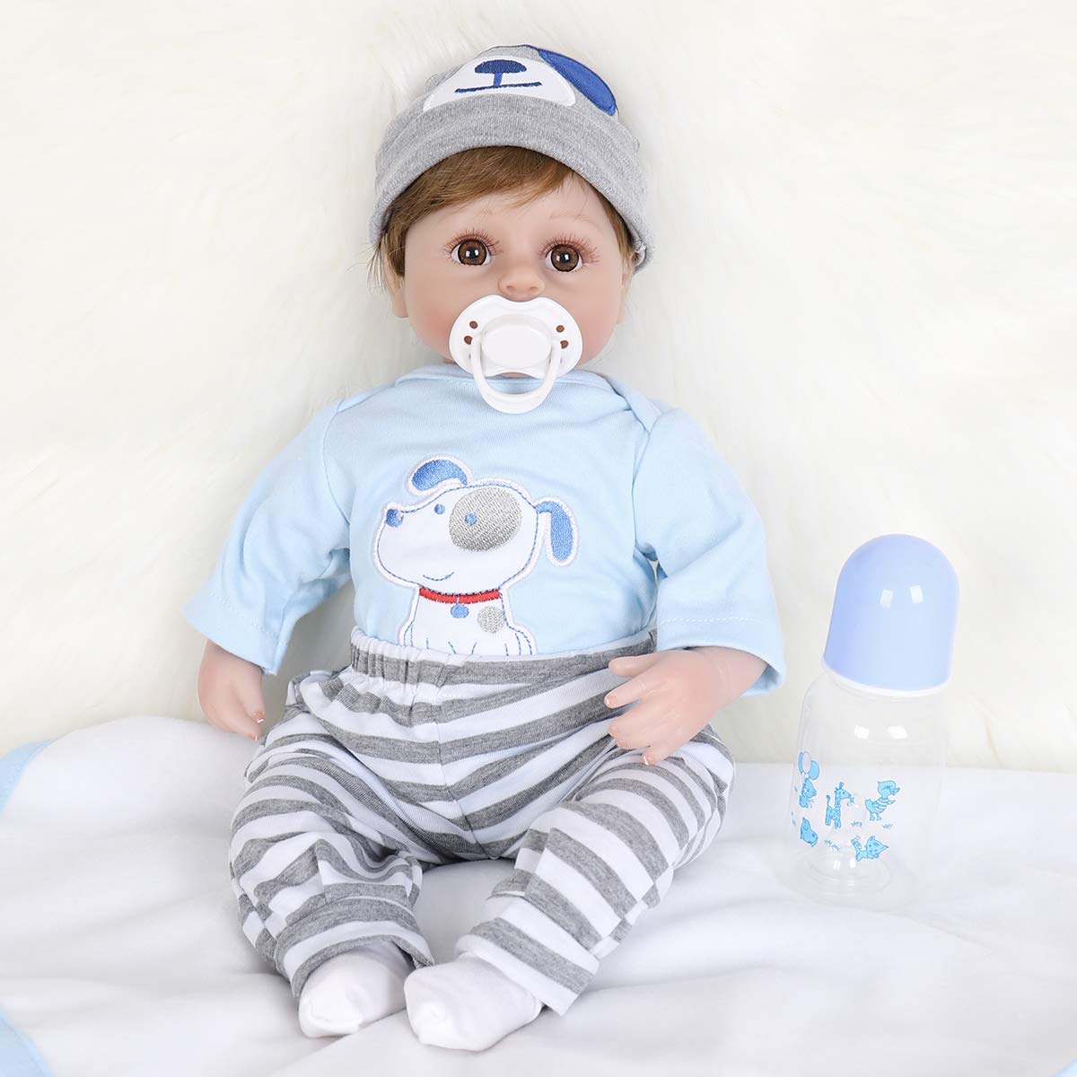 ENADOLL Reborn blue dog boy eyes enhance lifelike gaze for imaginative play