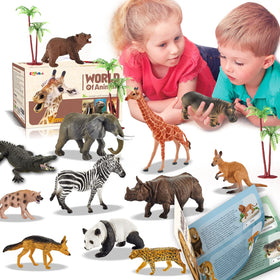 EnAuRoL safari animals 24 lifelike figures for imaginative play and learning.