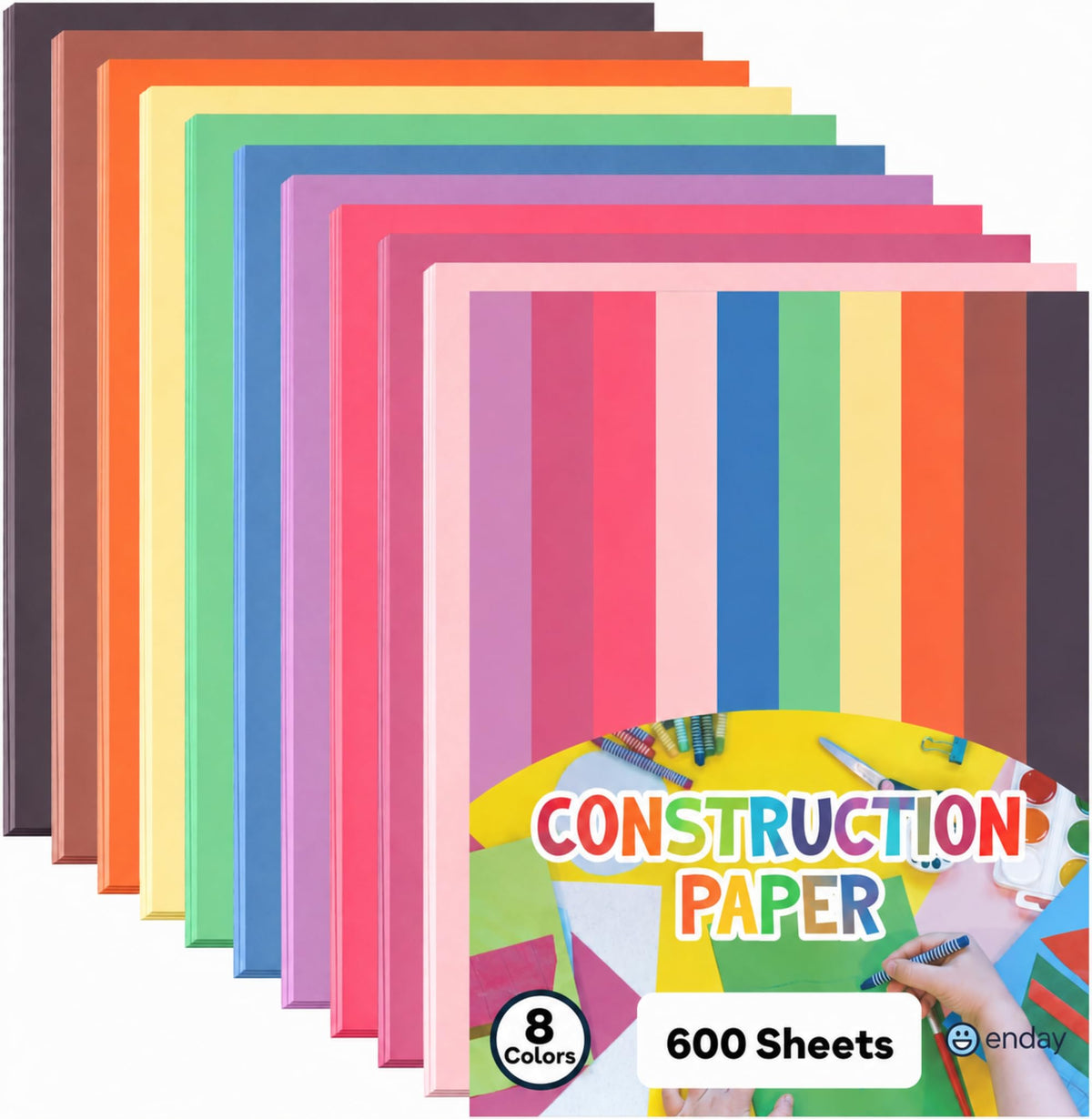 Enday construction paper 600-sheet multicolor pack ready for arts and crafts