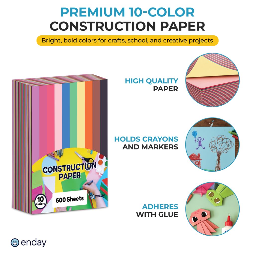Enday 9x12 inch color sheets stacked for classroom projects and creative cards