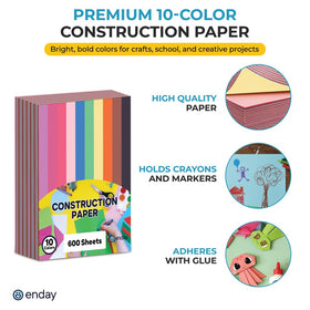 Enday 9x12 inch color sheets stacked for classroom projects and creative cards