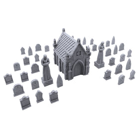 EnderToys Mausoleum Graveyard Scene for 28mm miniatures enhances immersive battlefield visuals