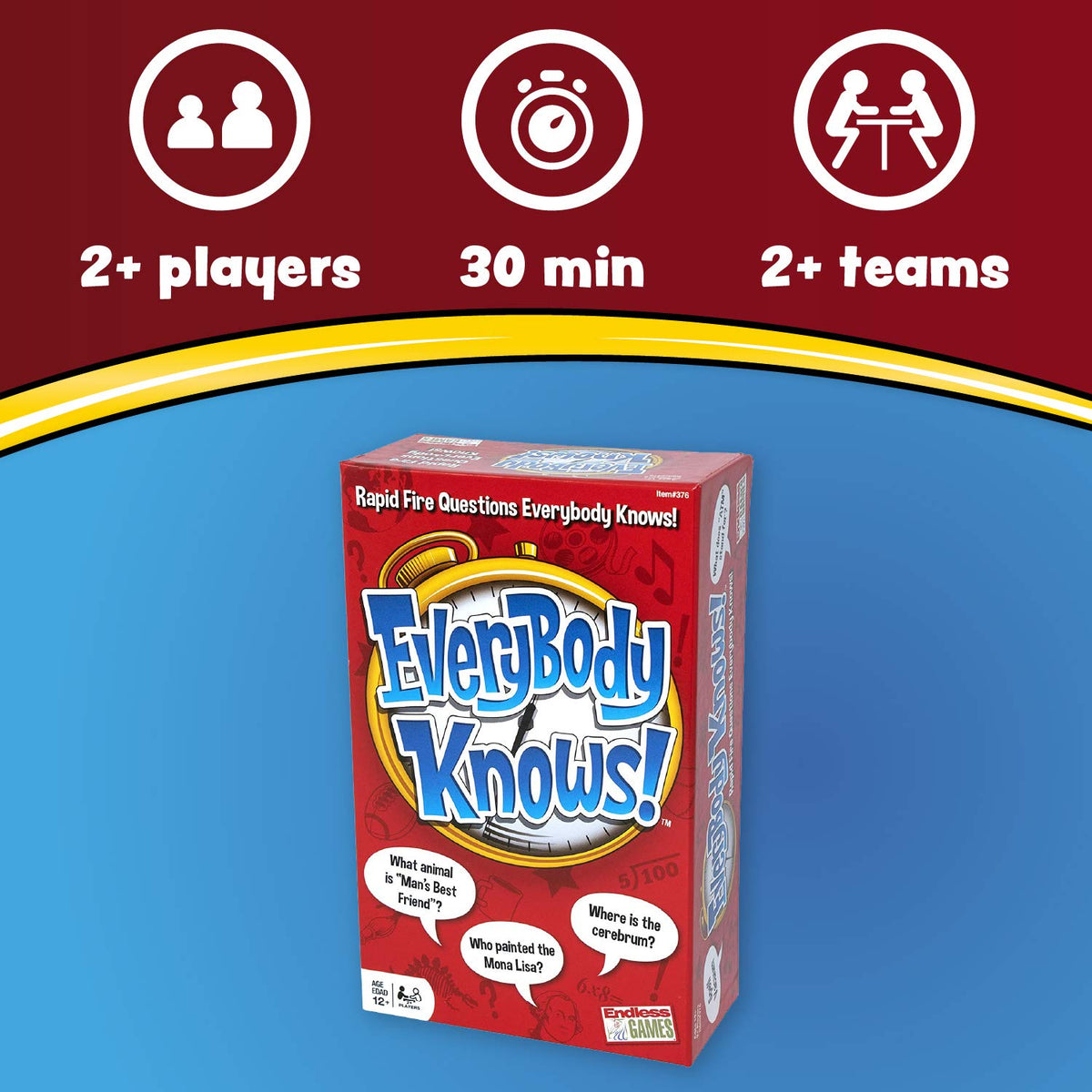 Endless Games Everybody Knows! box back shows contents and quick scoring options.