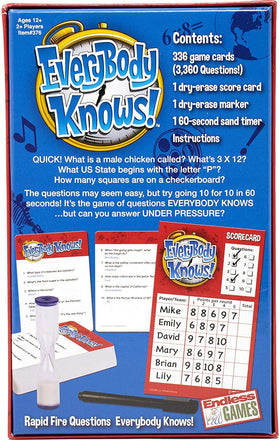 Endless Games Everybody Knows! bold artwork aids quick recognition at gatherings.