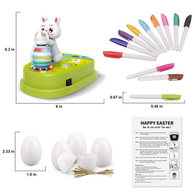Plastic eggs and hanging slings included for easy display