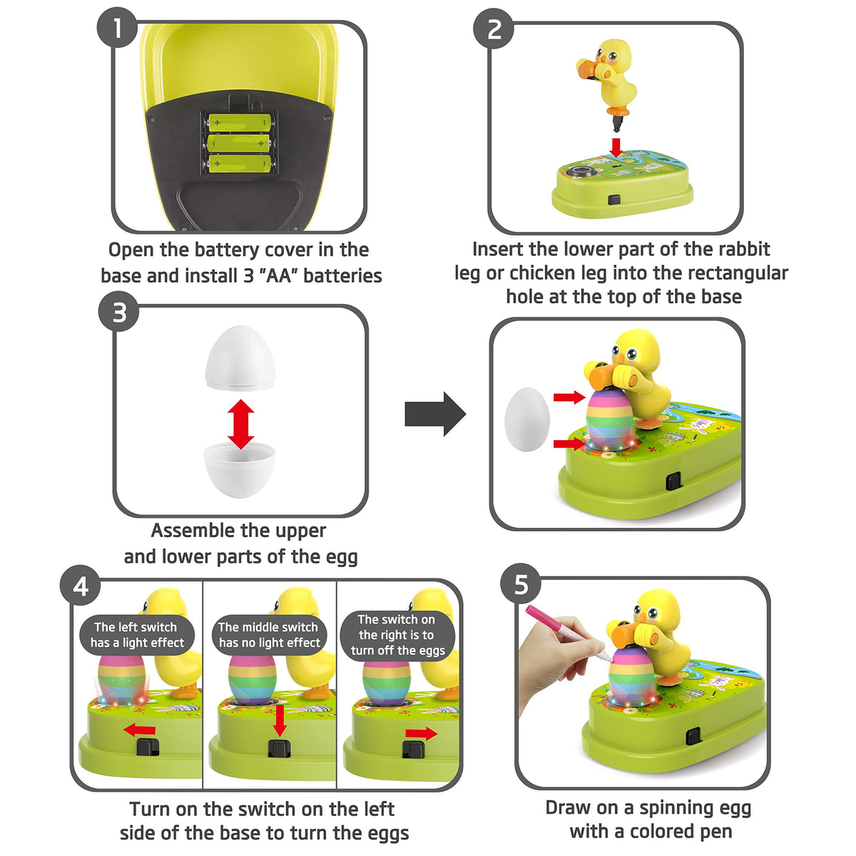 Engfa patented egg spinner design emphasizing safety and durability