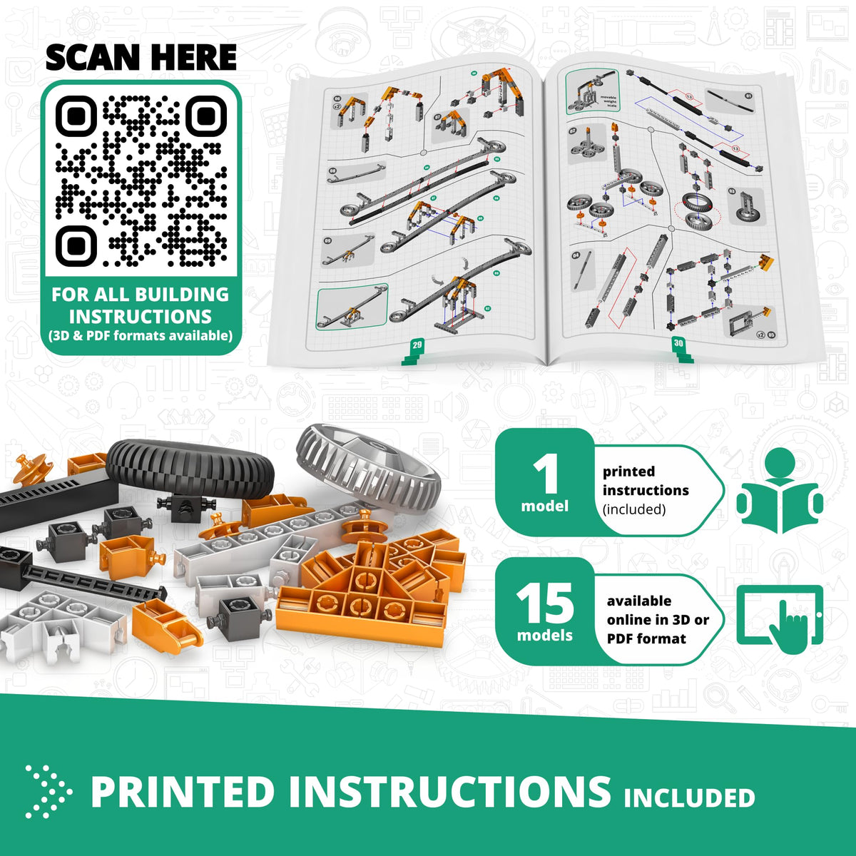 Engino Mechanics instruction pages view guiding project completion