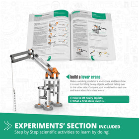 Engino Mechanics gear and pulley model revealing mechanical advantage