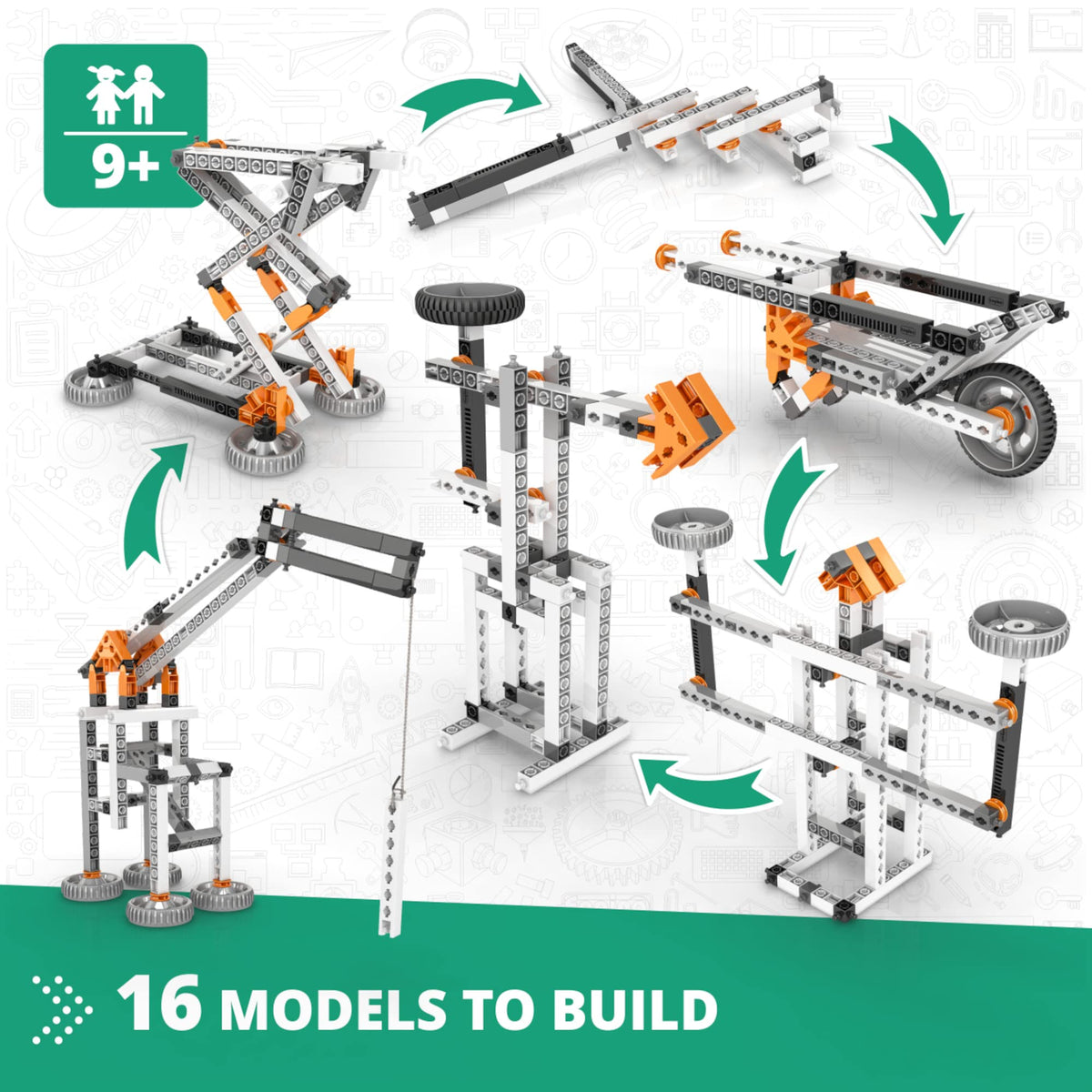 Engino Mechanics lever bridge model illustrating structural support and motion transfer