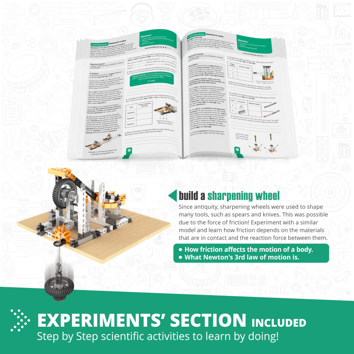 Engino rocket-launcher model sparks ideas about energy and projectiles.