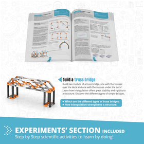 Engino truss-bridge-model teaching triangulated support systems.