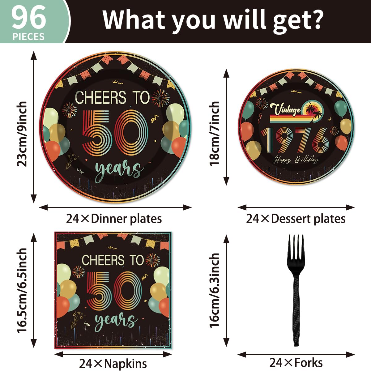 EngoEagle 7-inch dessert plates for sweets at a 50th party.