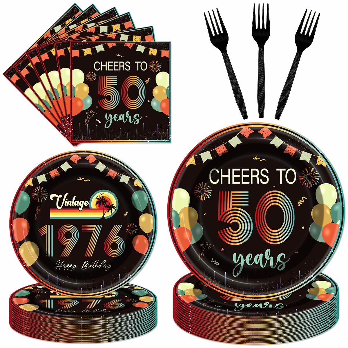 EngoEagle 9-inch plates with retro 1976 design for a 50th celebration.