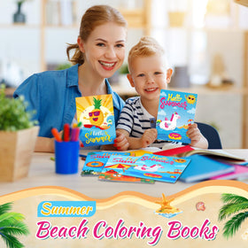 Engrowtic beach-themed coloring books in goodie bags for birthday party rewards