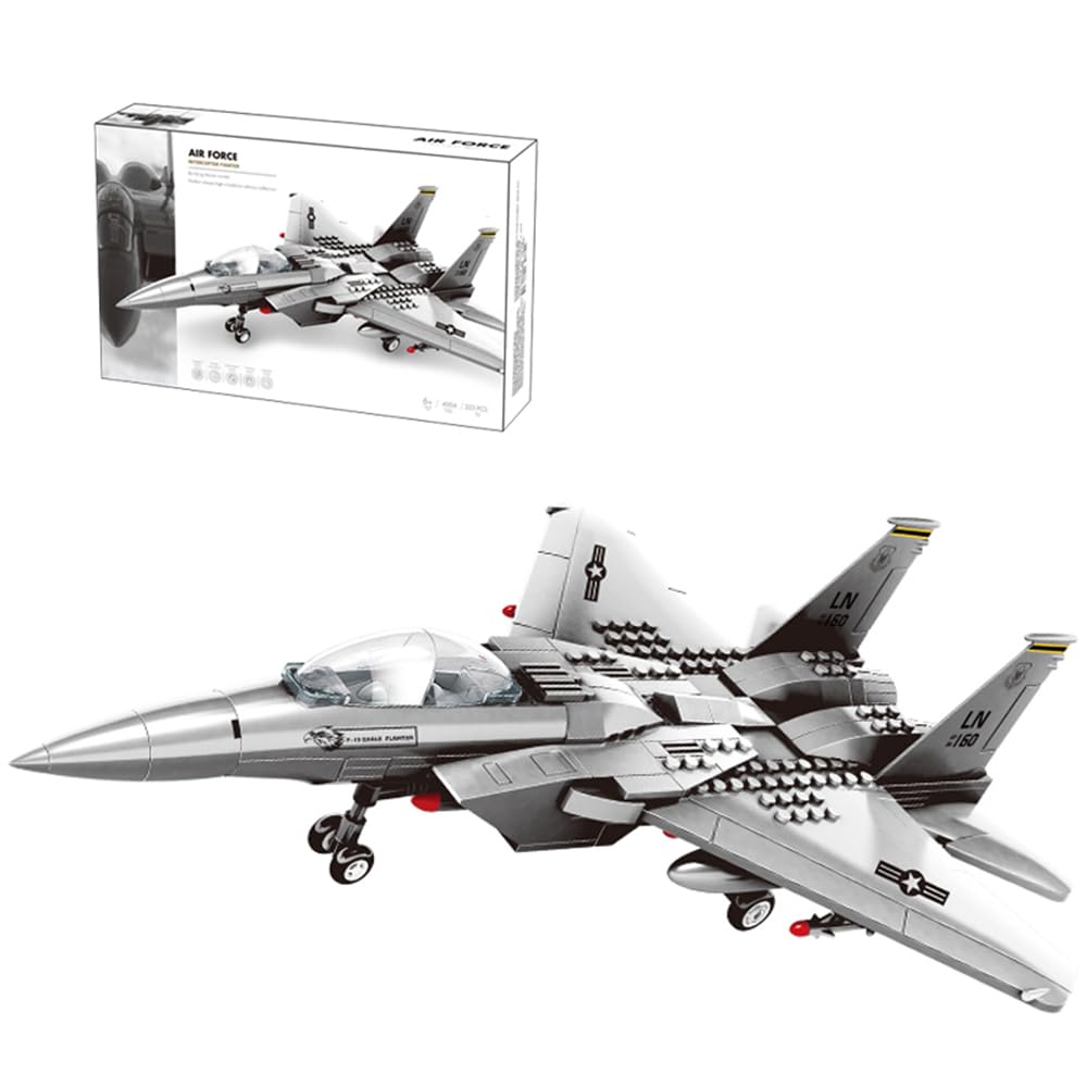 ENHANA Fighter Jet assembly with a realistic cockpit and durable bricks for imaginative play.