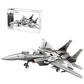 ENHANA Fighter Jet assembly with a realistic cockpit and durable bricks for imaginative play.