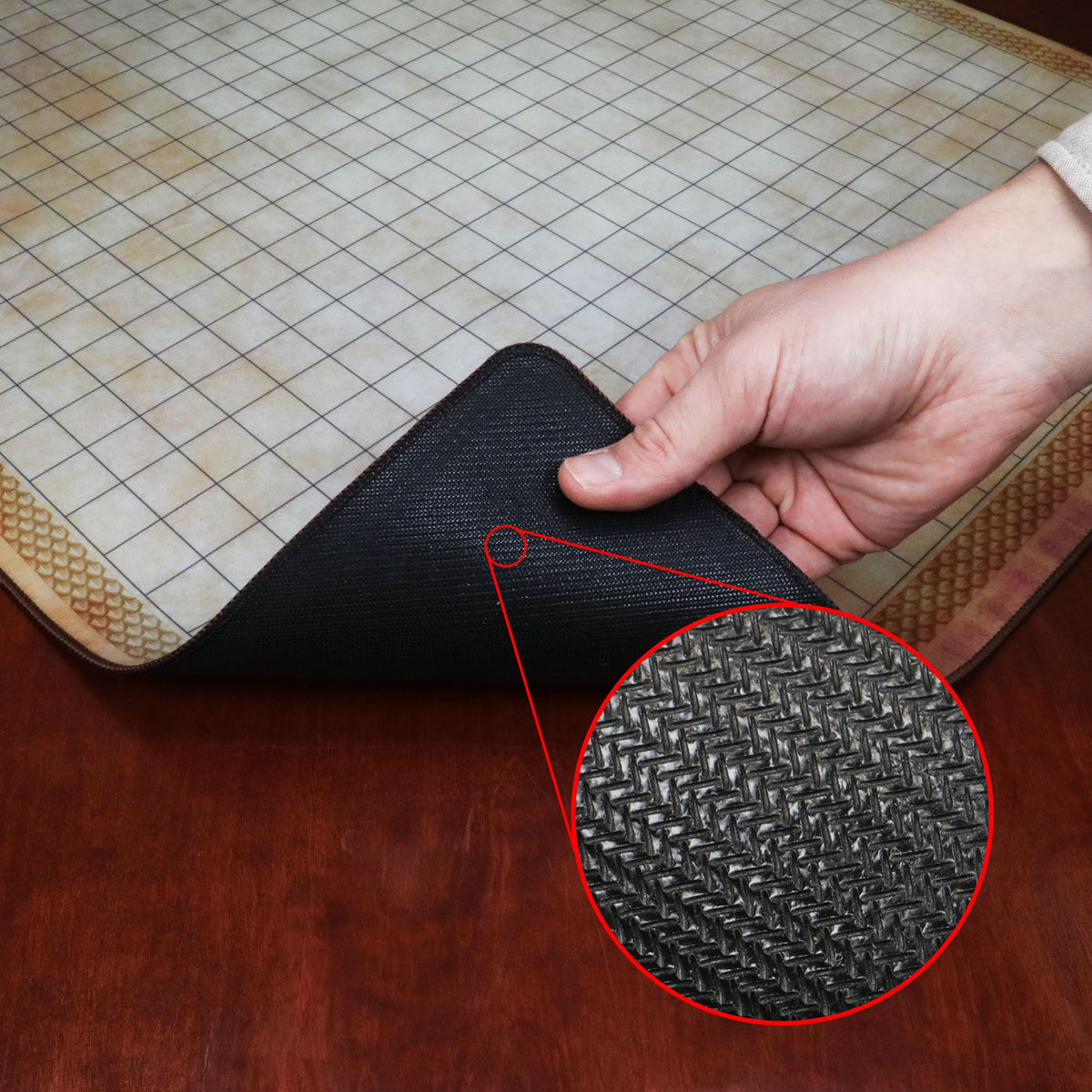ENHANCE grid mat remains crease-free for quick setup between encounters