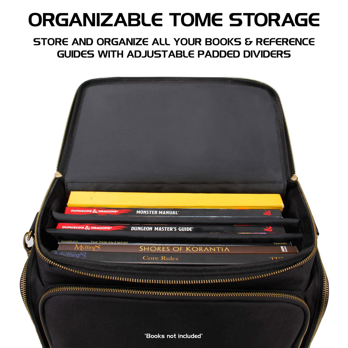 ENHANCE Tabletop DnD Bag front zip pouch for dice and tokens on game night.