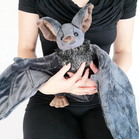 Enivtfz 12-inch bat plush with lifelike eyes for cozy storytelling.