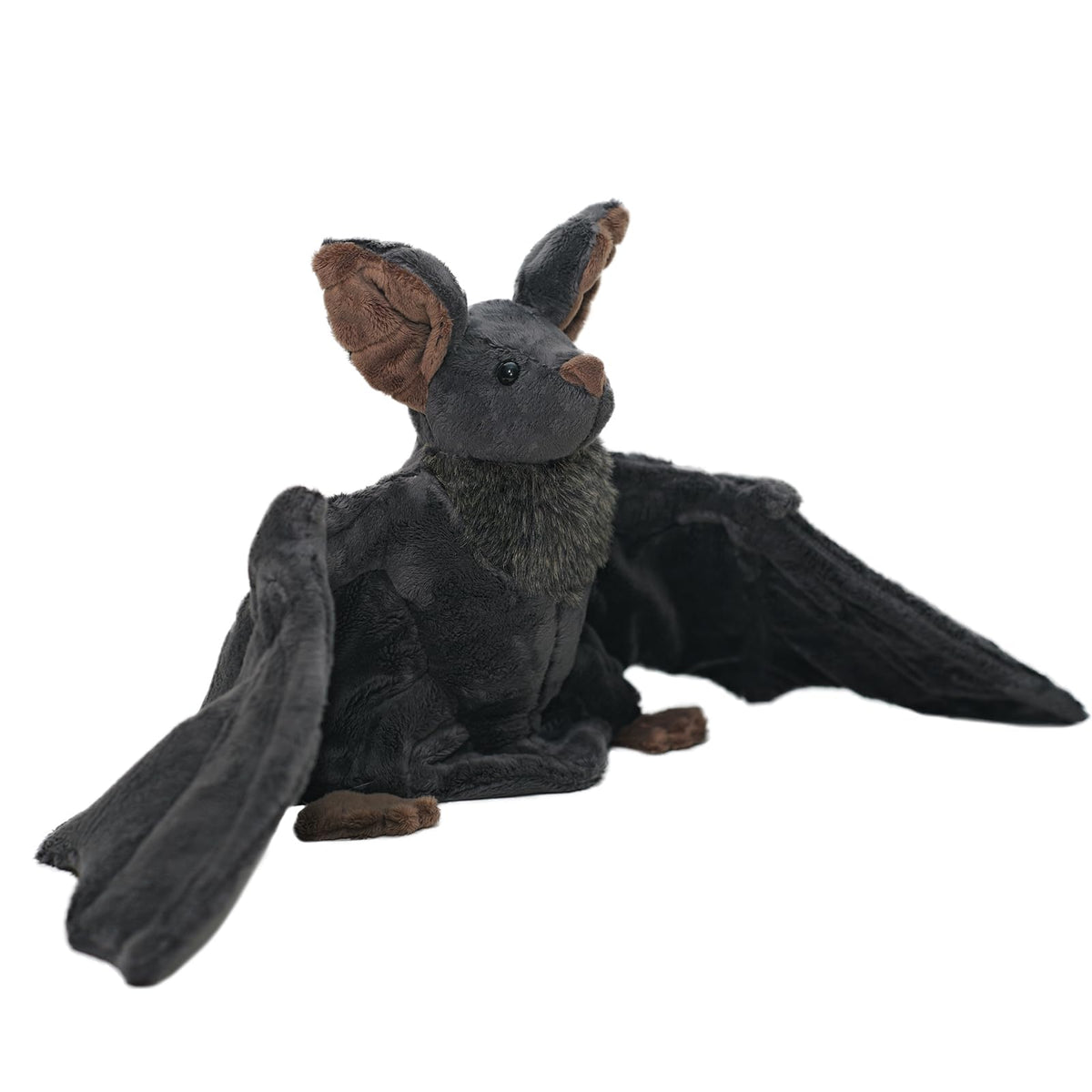 Enivtfz bat plush with lifelike eyes for display and hugging.