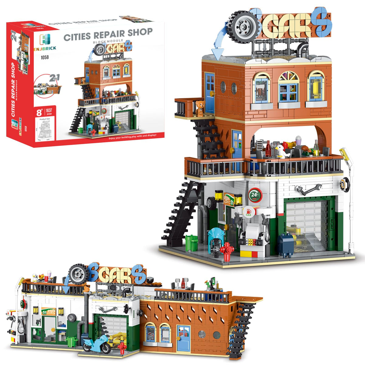 ENJBRICK city car repair shop exterior, a striking display piece for home or office decor