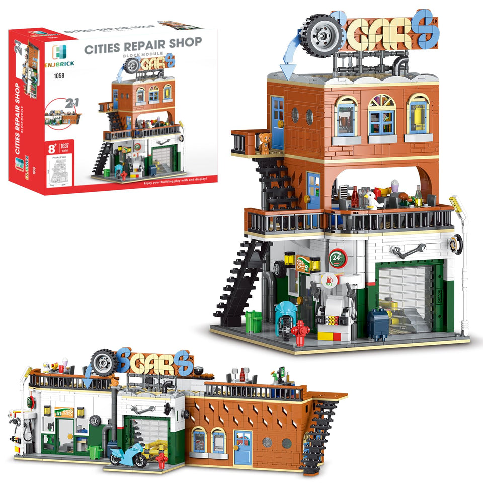 ENJBRICK city car repair shop exterior, a striking display piece for home or office decor