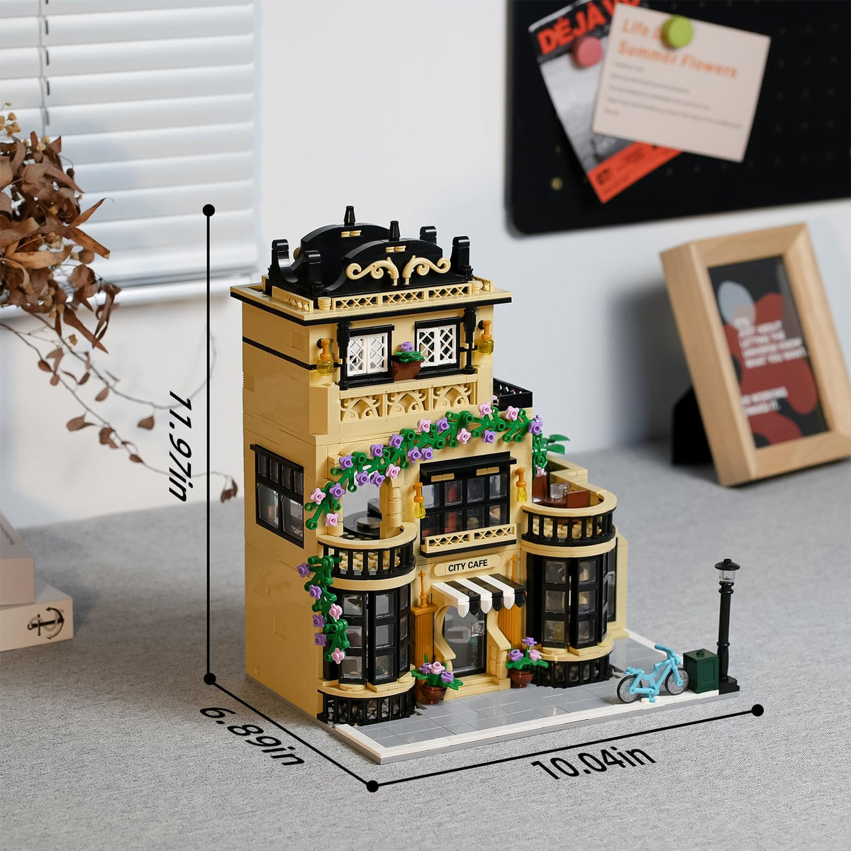ENJBRICK Flowers City Coffee Shop build system with numbered bricks for easy assembly.