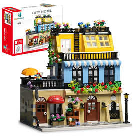 ENJBRICK Flowers City Hotel bricks show a vibrant cityscape for imaginative play and display.