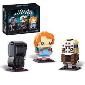 ENJBRICK horror trio figure assembled for desk decor and Halloween vibes.