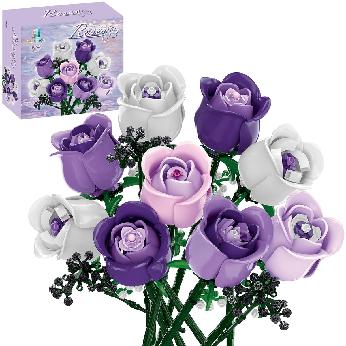 ENJBRICK pink and purple roses bouquet on display, ideal for romantic home decor.
