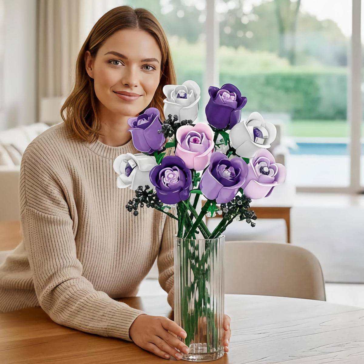 ENJBRICK bouquet with upgraded stem connections for a sturdy, secure build.