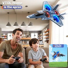 ENJOYFLY safety-focused RC airplane with four-prop protection for peace of mind.