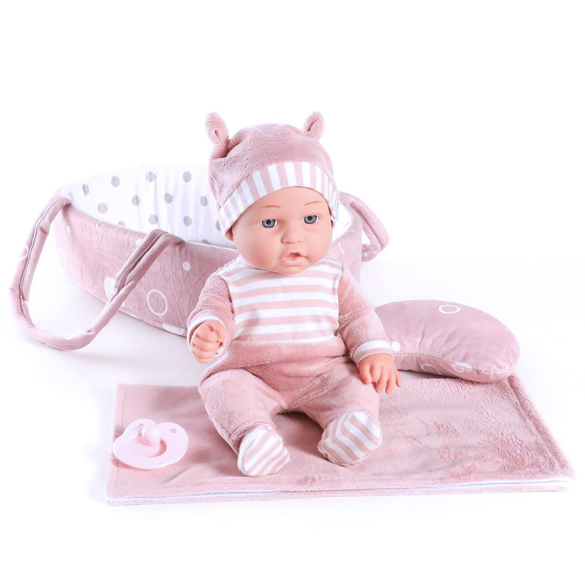 Enjoyin soft blanket accompanying the doll for cozy care.