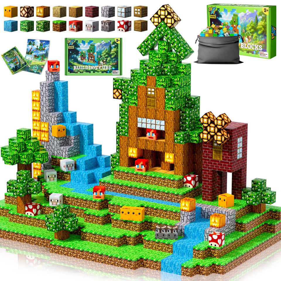Enjoyjoy 300 PCS magnetic building blocks set for creative STEM play.