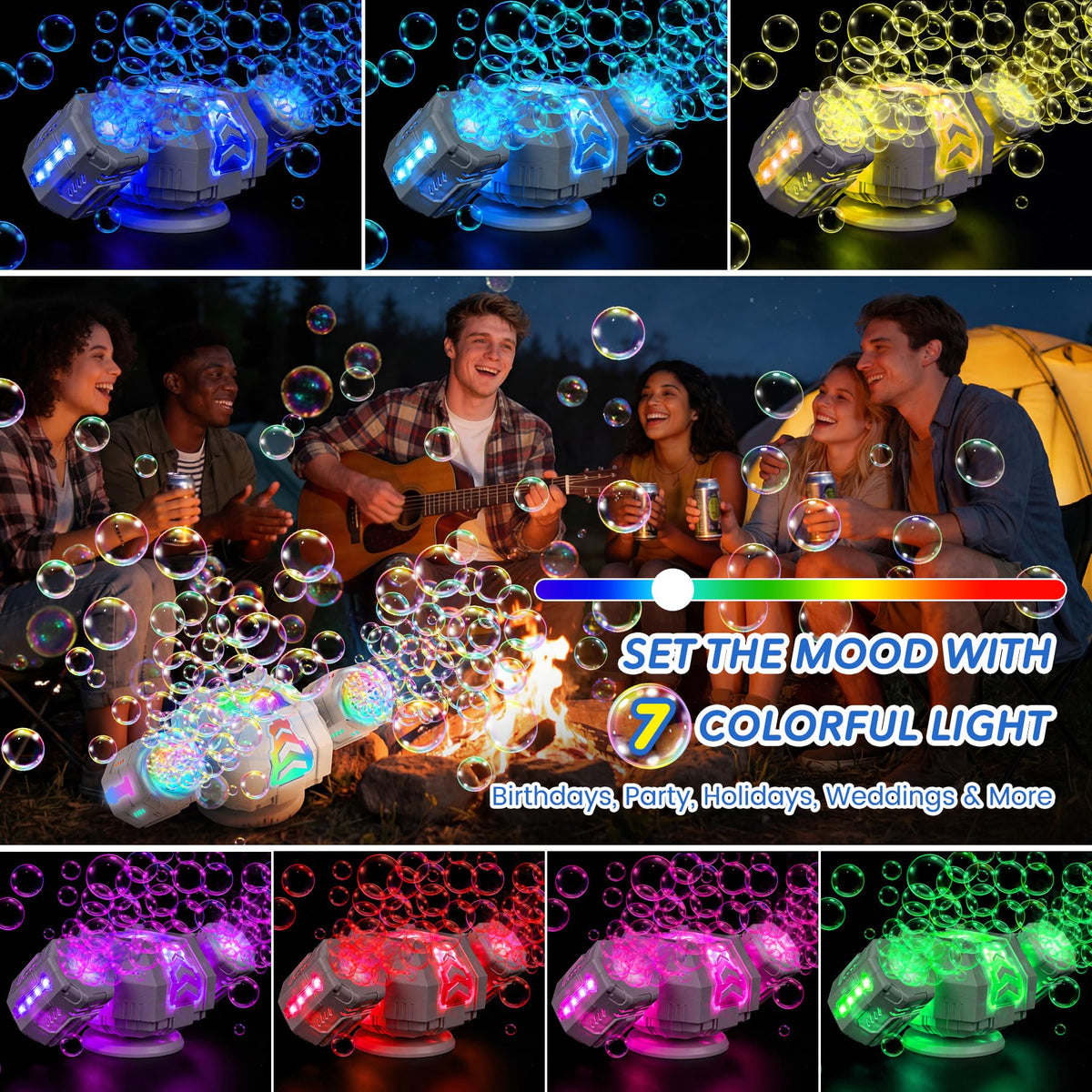 Enjoyjoy rechargeable bubble machine offers portable setup for events.