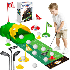 Enjoyjoy kids golf set with dinosaur auto-returner for nonstop fun.