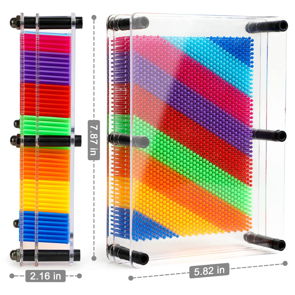 ENJSD 3D pin art color recognition promotes learning through vibrant pin walls.