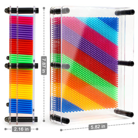 ENJSD 3D pin art color recognition promotes learning through vibrant pin walls.