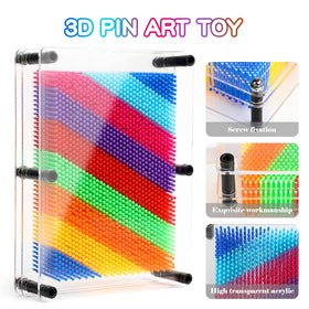 ENJSD pin art toy creativity action highlights sculpting possibilities with colorful pins.