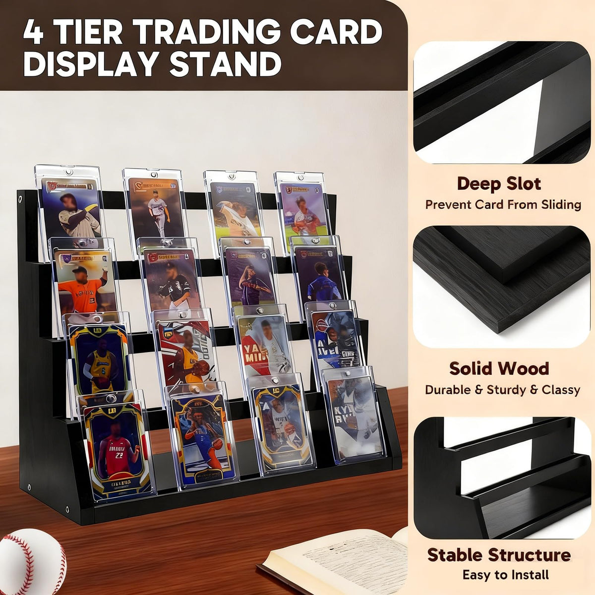 Enklogic reinforced base keeps cards upright and stable during viewing.