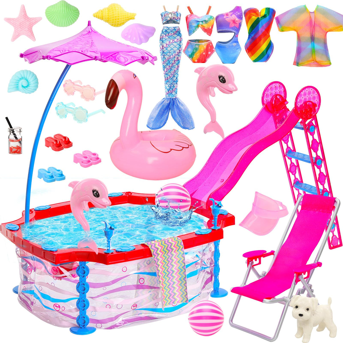 ENOCHT doll pool with slide for outdoor play and adventures