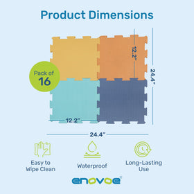 Enovoe interlocking foam mats puzzle enables quick layout for flexible play areas.