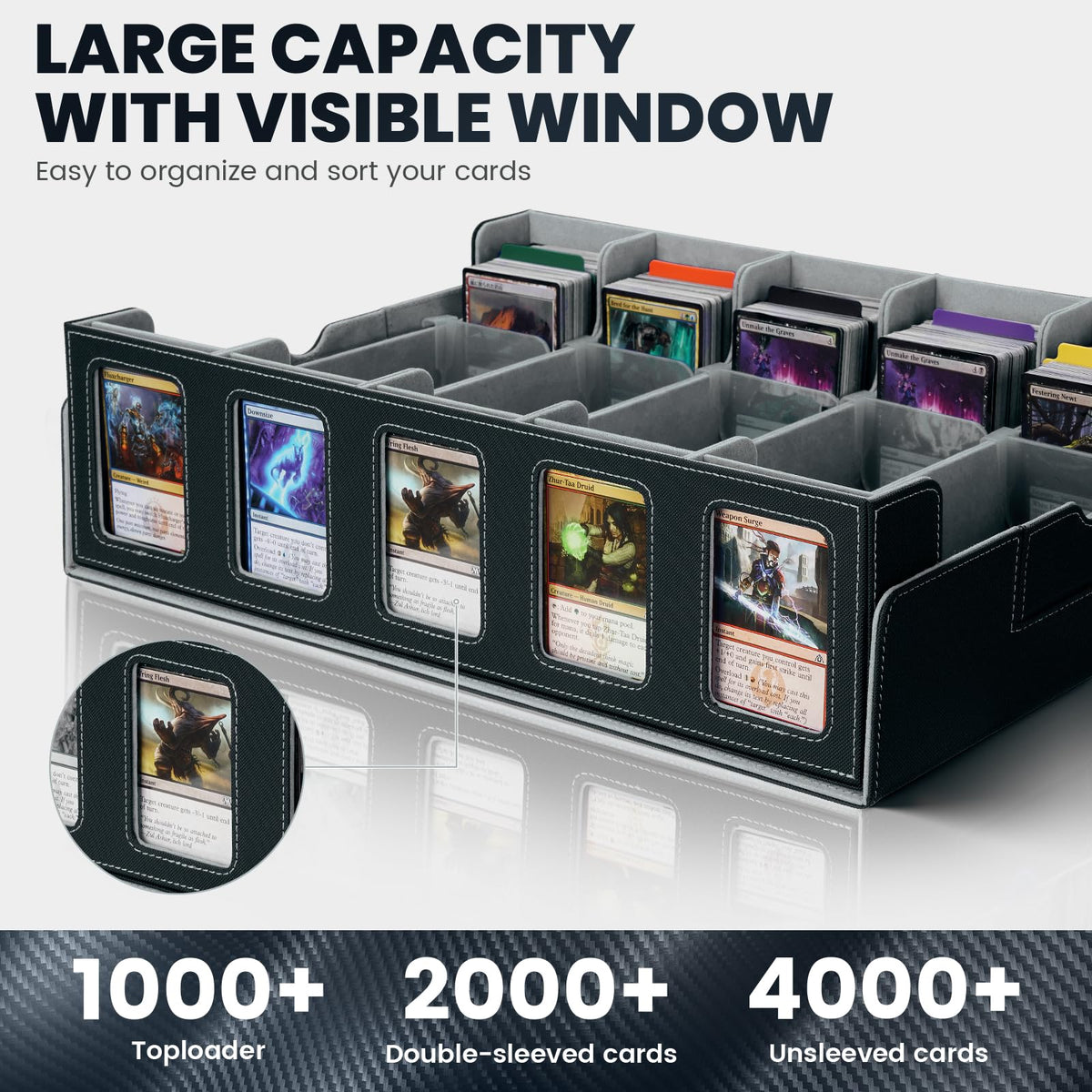 Premium PU leather case shields cards from dust and scratches during transport.