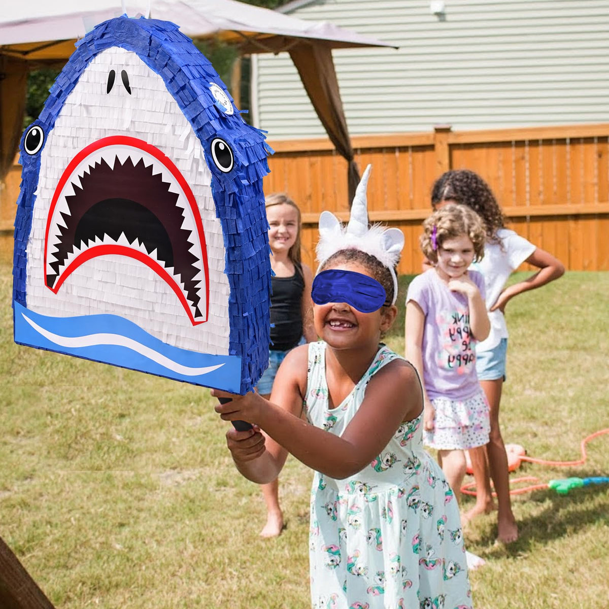 EnriQ ocean theme decor shark pinata enhances party ambiance