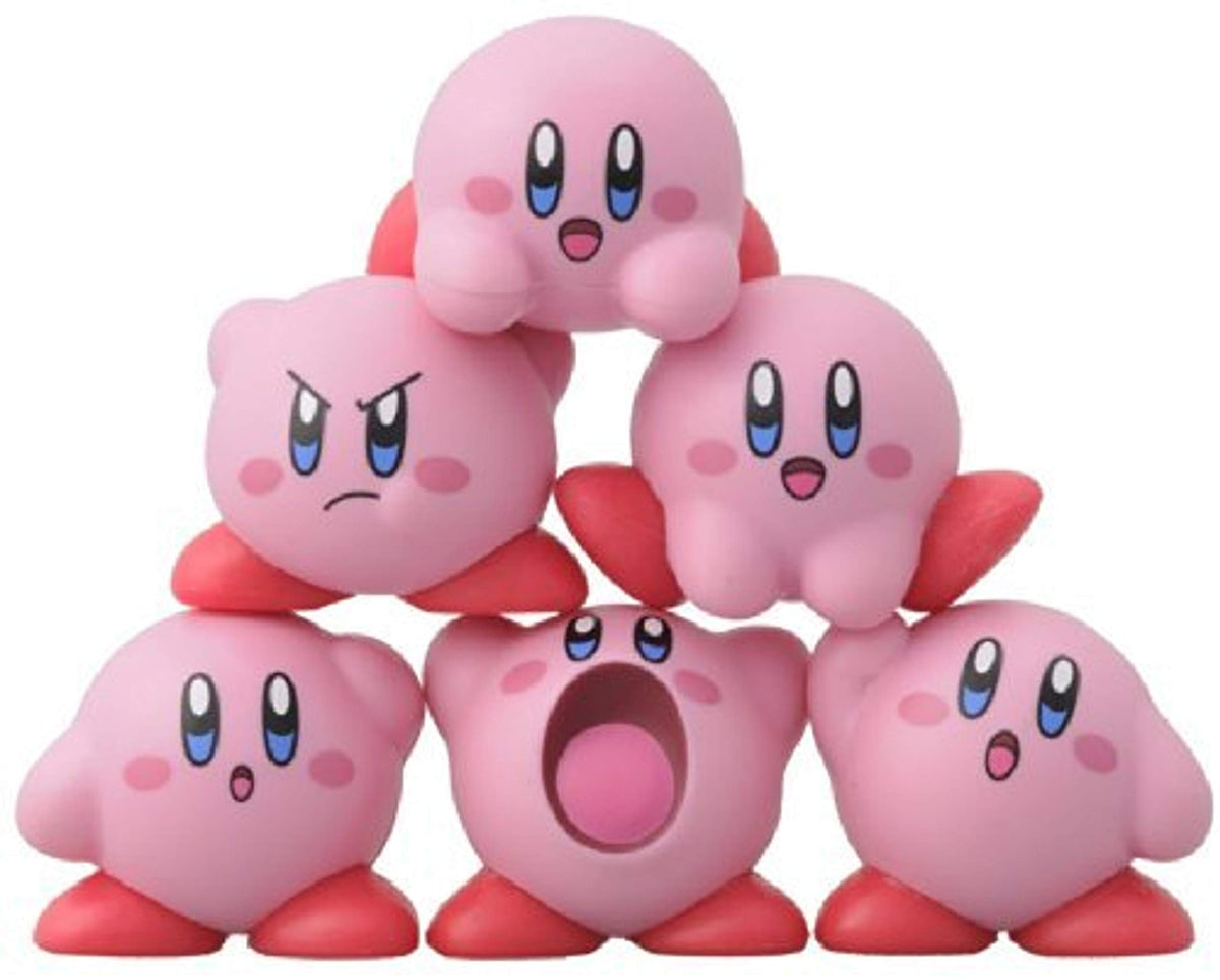 Close-up Kirby Nosechara figures highlight bright colors and expressive faces.