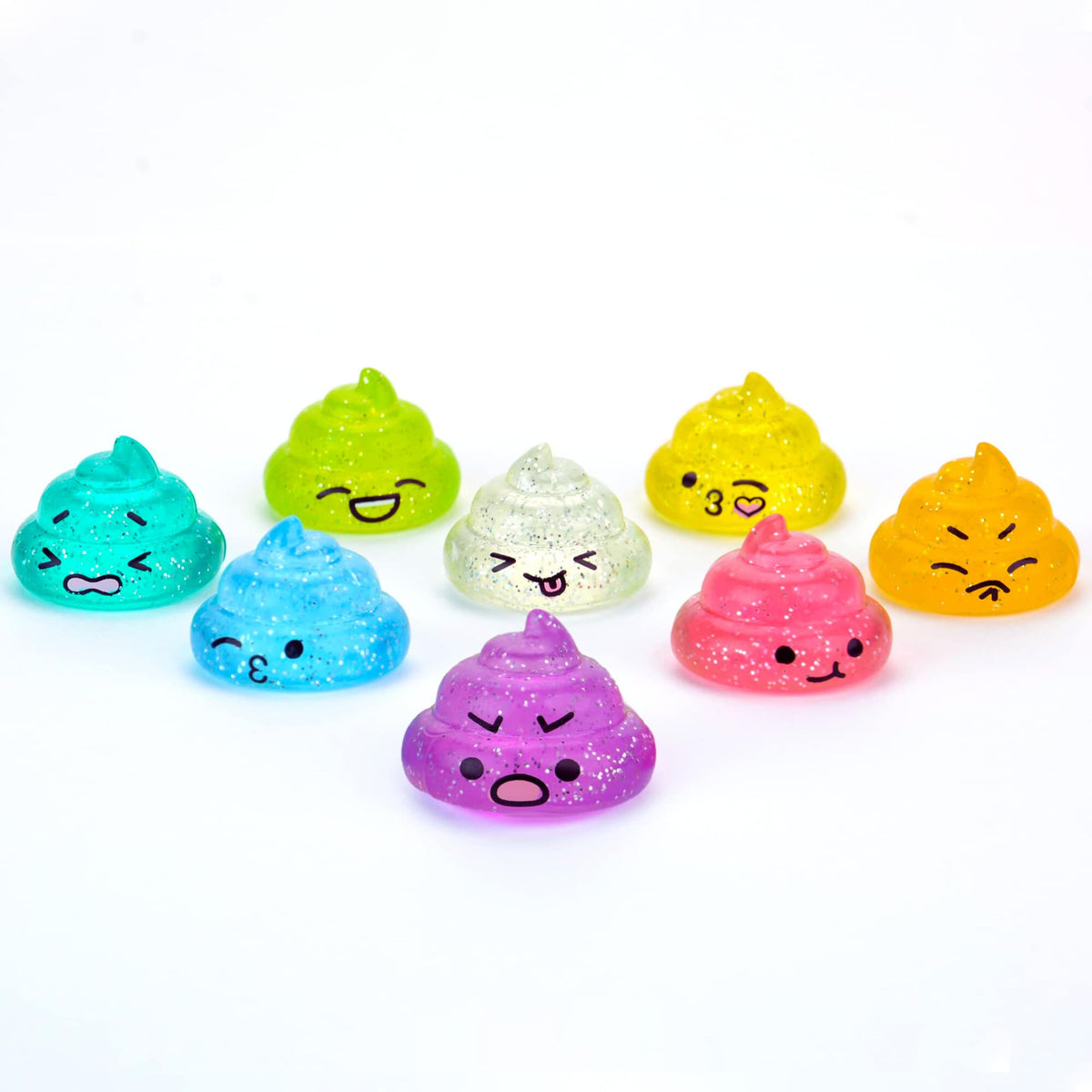 Entervending Unicorn Poop mini toy face with a silly expression for party favors.