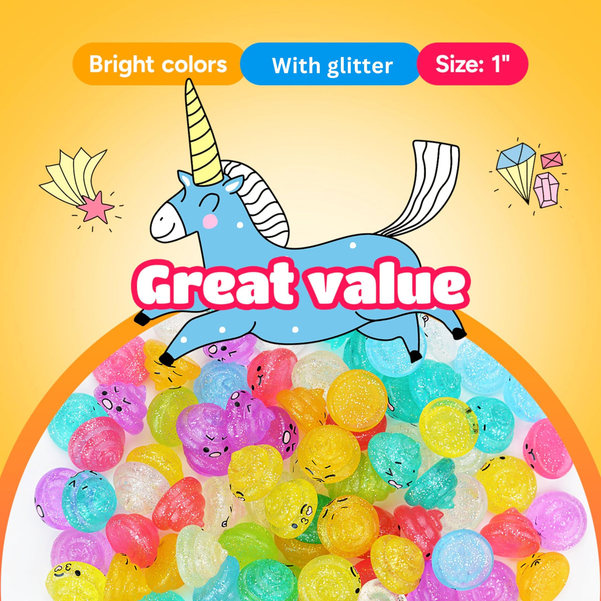 Entervending Unicorn Poop mini toy sky blue glitter for pinata fillers.