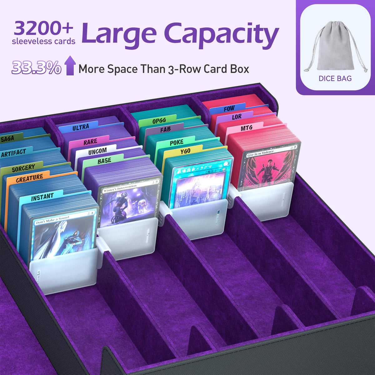 ENTUMO organizer with 24 dividers enables precise card sorting.